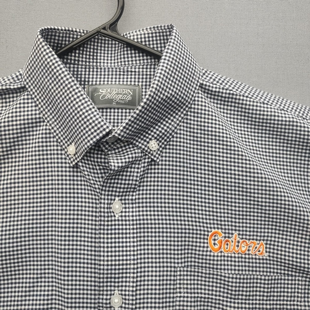 Florida Gators Southern Collegiate Men's Blue Plaid Button Up ShirtLong Sleeve M - Picture 2 of 14